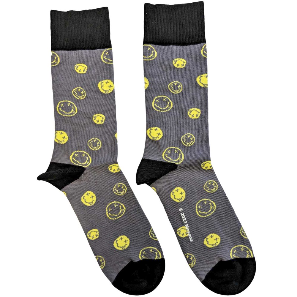 Nirvana - Mixed Happy Faces Sokken - EU 40-45 - Grijs